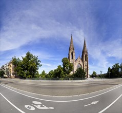 Avenue de la Liberte and St Paul's Church in Strasbourg