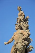 Sculptures with Hercules of the baroque fountain built in 1771