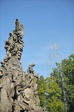 Huguenot fountain built 1706 with sculptures