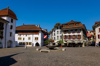 Medieval City Square in Old Town of Thun in a Sunny Day in Bernese Oberland