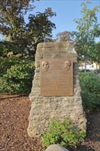 Memorial stone to mechanic Georg shepherd and entrepreneur Ernst Sachs