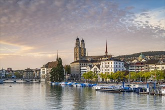 View over the Limmat to Grossmuenster and City Hall