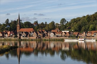 Elbe panorama of the old town of Lauenburg on the Elbe. Duchy of Lauenburg