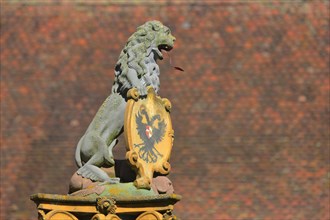 Lion figure with shield and double eagle from the lion fountain built in 1773