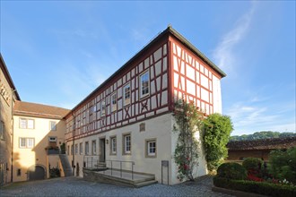 Half-timbered house in the courtyard of the Romanesque Comburg Monastery