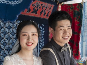 Young Chinese bride and groom