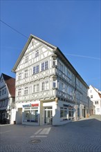 Grey half-timbered house Rathausapotheke