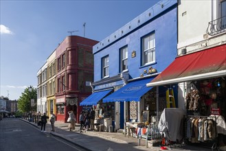Colourful terraced houses and shops