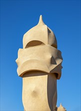 Warrior-like chimney on roof of Casa Mila