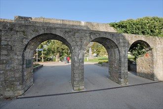 Historic city wall with arches