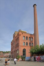 Red brewhouse with chimney