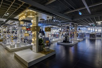 Lamp and luminaire department in a furniture store