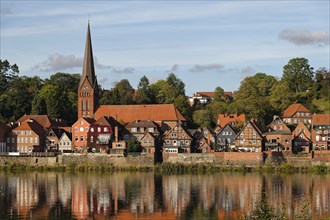 Elbe panorama of the old town of Lauenburg on the Elbe. Duchy of Lauenburg