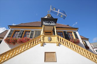 Historic town hall built 1532 with town flag