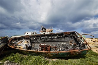 Burnt out boat