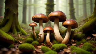 AI generated art: Porcini mushrooms in autumnal forest