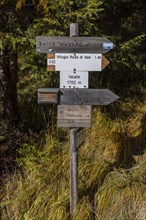 Signpost to the Rifugio Roda di Vael