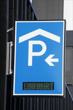 Traffic sign car park entrance