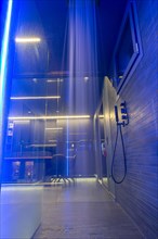 Modern Design of a Luxury Bathroom Shower in Long Exposure in Apartment in Switzerland