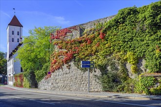 Waisentor and Burgstraße with last remains of the town wall overgrown with wild vine