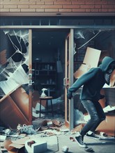 Criminal looter rob vandalize retail shop