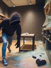 Criminal looter rob vandalize retail shop