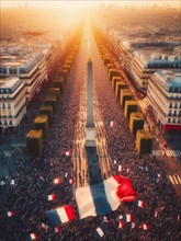 Gigantic crowd thousands of people manifesting in Paris France for event celebration or social issues generative ai art