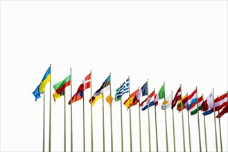 European flags in the wind