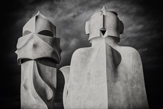 Sculptures on the roof of Casa Mila