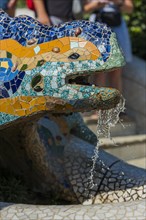 Salamander figure by Gaudi on the Dragon Steps in Park Guell