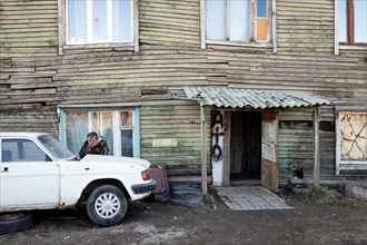 Damage caused by thawing permafrost to a residential building in Yakutsk