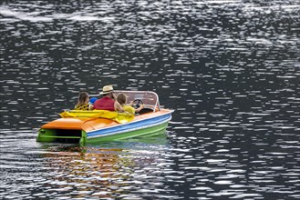 Pedal boat underway on Lake Titisee in the Black Forest