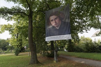 Banner with portrait of Alfred Rethel