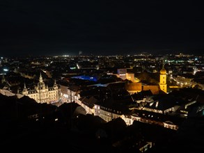 View of the old town of Graz at night