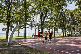 Basketball court in park on Sant'Elena