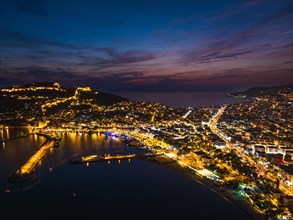Night over Alanya from a drone