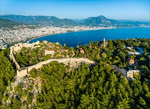 Alanya Castle and Marina from a drone