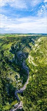 Panorama of Cliff Road and valey in Cheddar Gorge and Caves