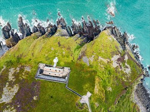 Top Down over The Lighthouse Keepers Cottage from a drone