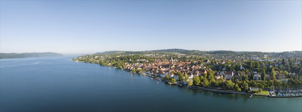 Aerial panorama of the town of Überlingen am Lake Constance
