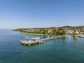 Aerial view of the Lake Constance municipality of Hagnau with the jetty