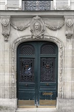 Decorative entrance portal of a residential house around 1870