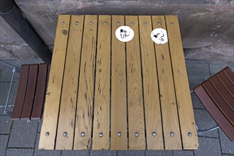 Marked smoking table in a garden pub