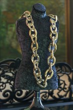 Imitation snakeskin chain on a bust