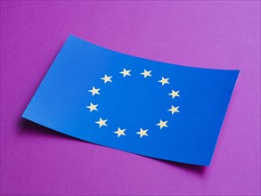 Blue card with european flag purple background