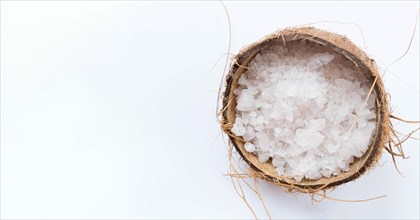 Coconut basket with bath salt spa concept