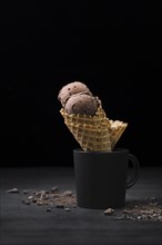 Cones with ice cream cup table