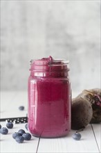 Delicious blueberry beverage jar mug