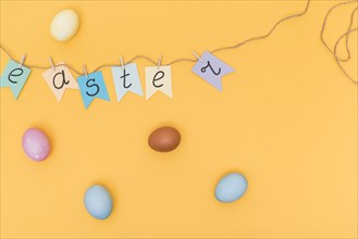 Easter inscription pennants with eggs