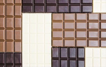 Flat lay assortment with different chocolate types